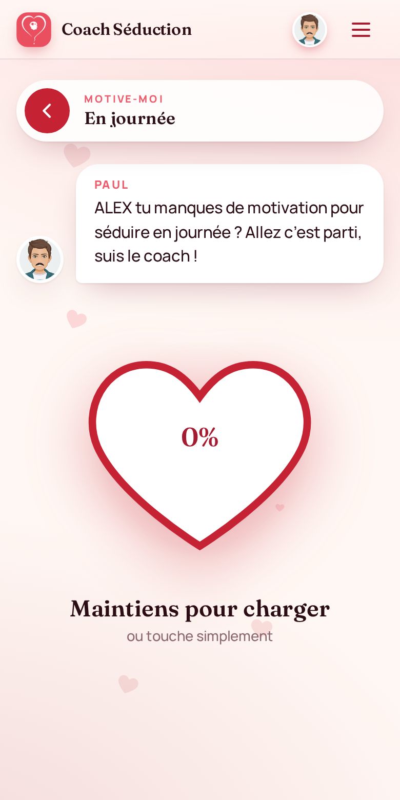 Module Motive-moi : un cœur à maintenir pour charger un boost de motivation