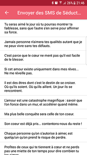 Messages de séduction SMS, WhatsApp, Facebook... 