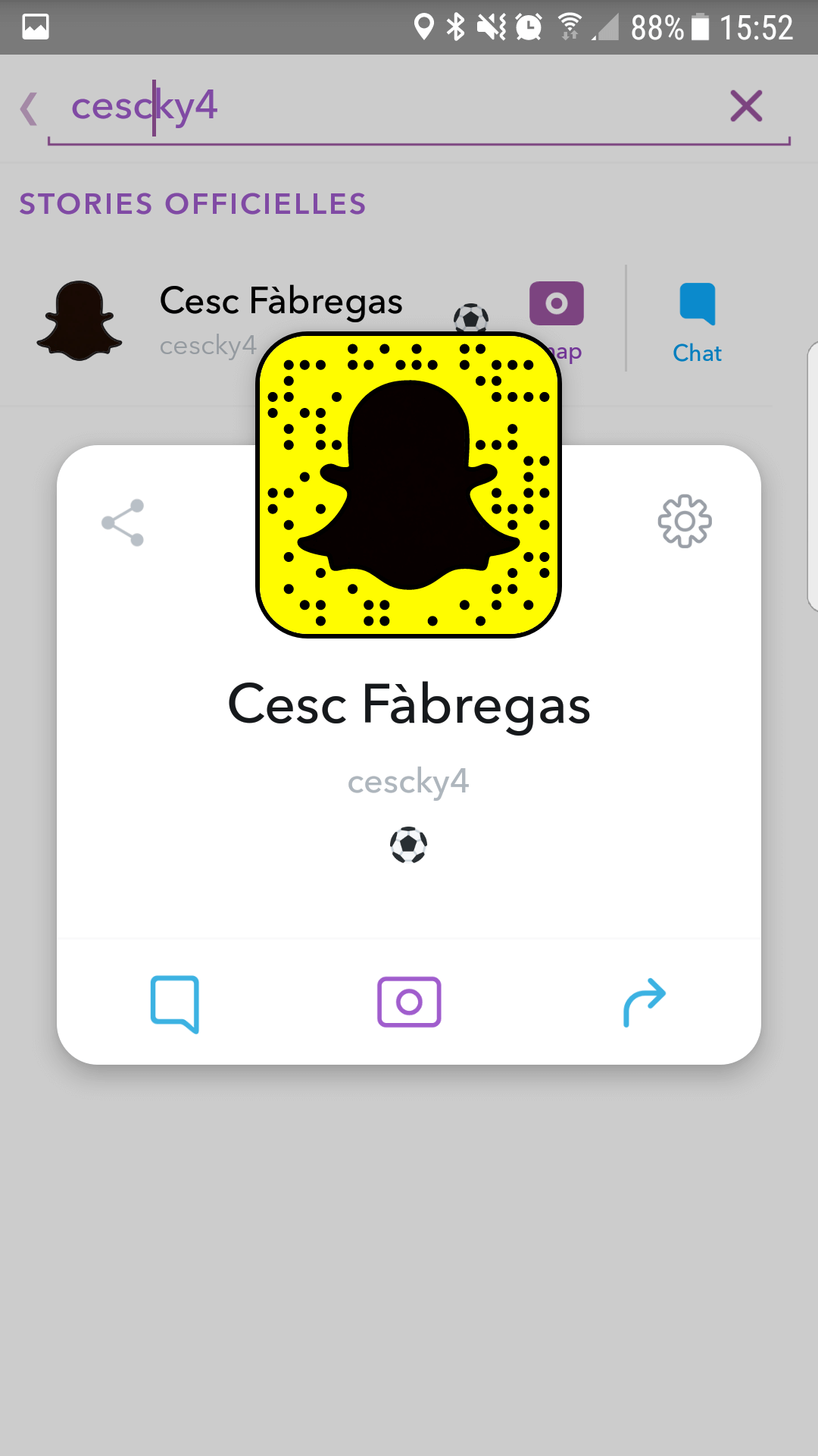Compte SnapChat de Cesc Fabregas