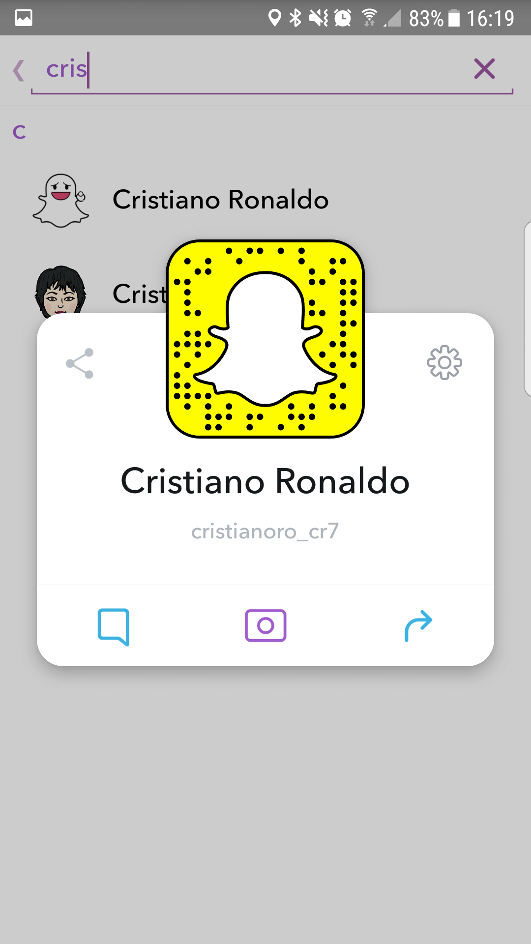 Compte SnapChat de Cristiano Ronaldo